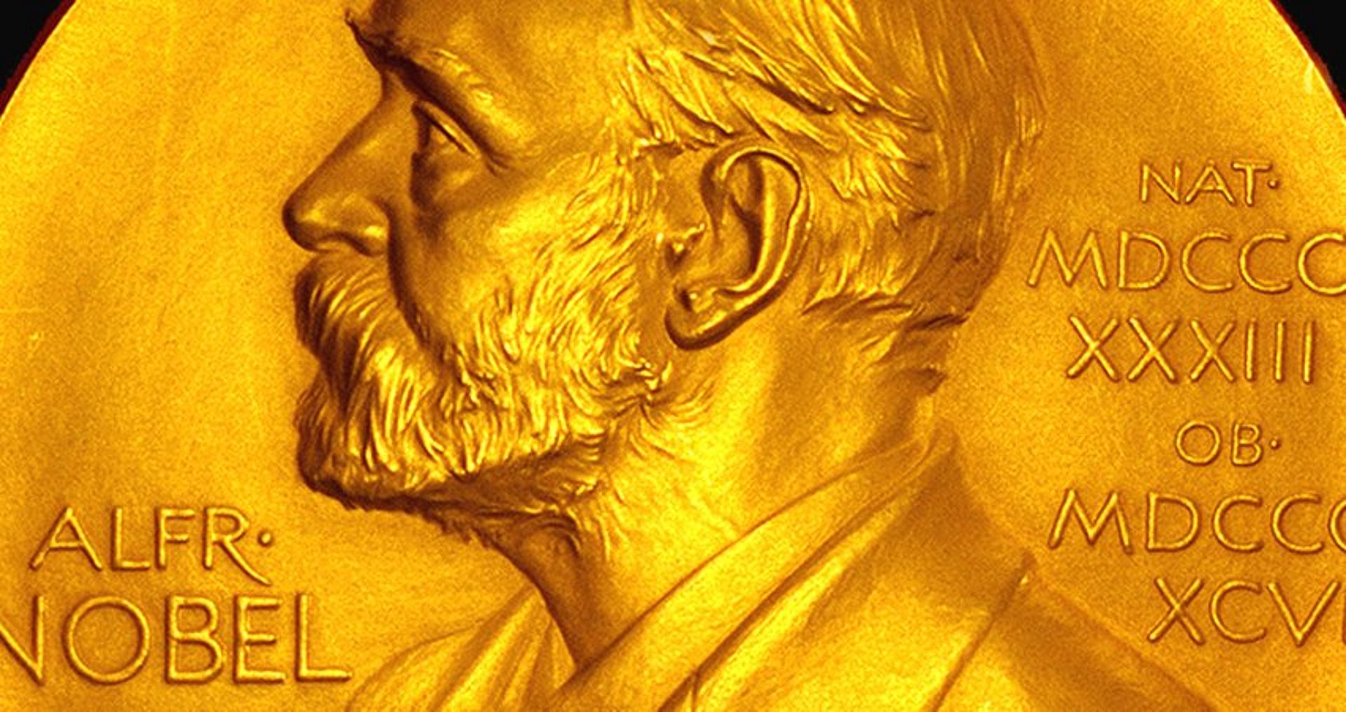 Medaille des Nobelpreises mit dem Porträt des Stifters, Alfred Nobel. Medaille des Nobelpreises mit dem Porträt des Stifters, Alfred Nobel.