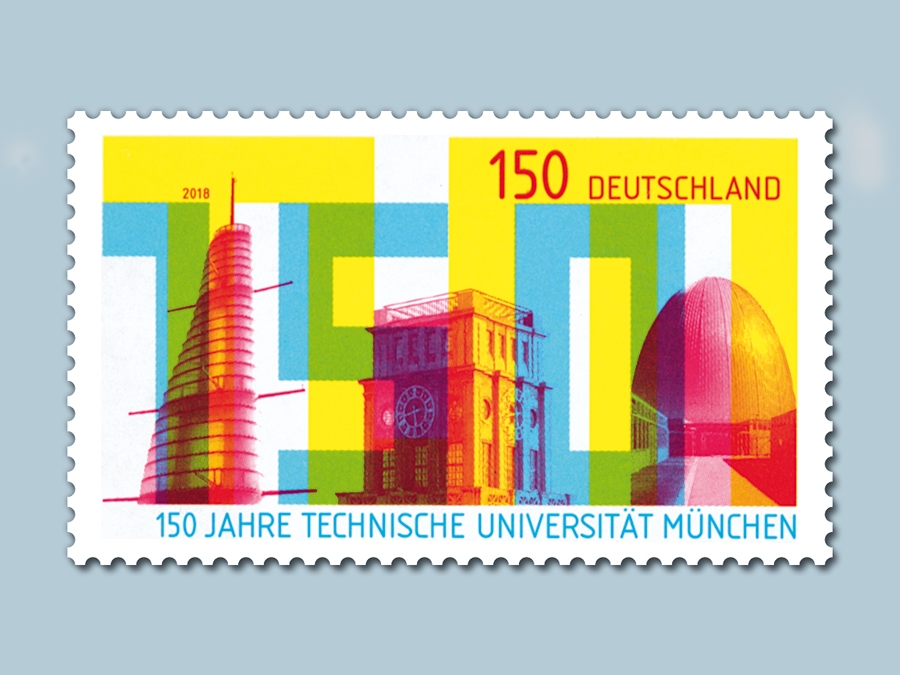 The postage stamp depicts the Oskar von Miller Tower, the Thiersch Tower, and the Atomic Egg. (Image: Stefan Klein, Olaf Neumann / Federal Ministry of Finance) The postage stamp depicts the Oskar von Miller Tower, the Thiersch Tower, and the Atomic Egg.